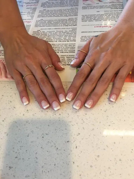 A fresh, natural manicure finished in the salon