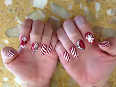 Festive toes painted in the salon