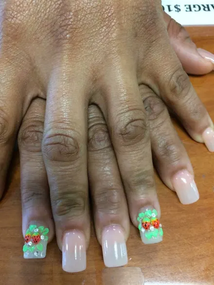 French tips with a tiny floral touch