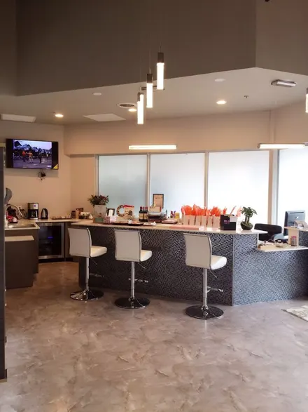 Nail stations along the window