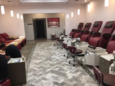 The pedicure row on marble floors